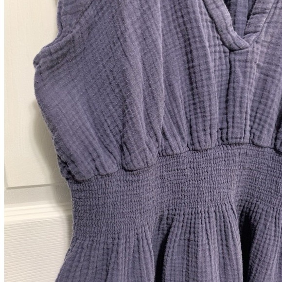 Old Navy Cotton Gauze Midi Dress Womens XL Navy Blue Smocked Tiered Boho - Picture 7 of 10